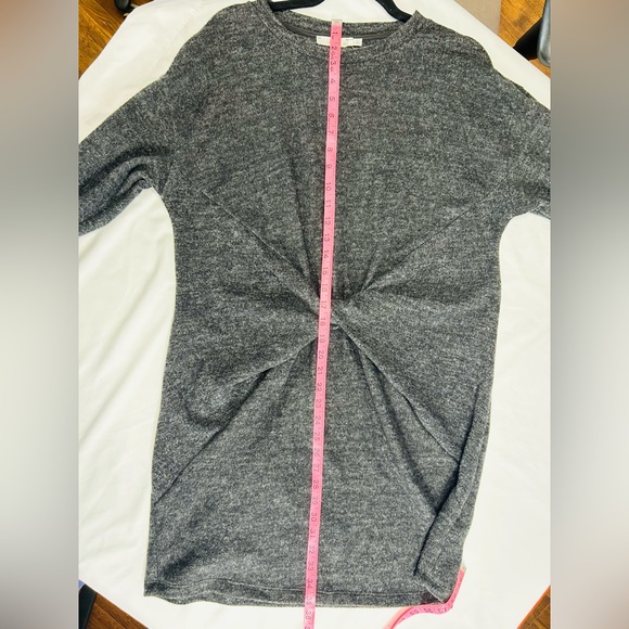 Lush NWT Twist Front Wrap Long Sleeve Charcoal Sweater Midi Soft Dress Sz L - Picture 10 of 10
